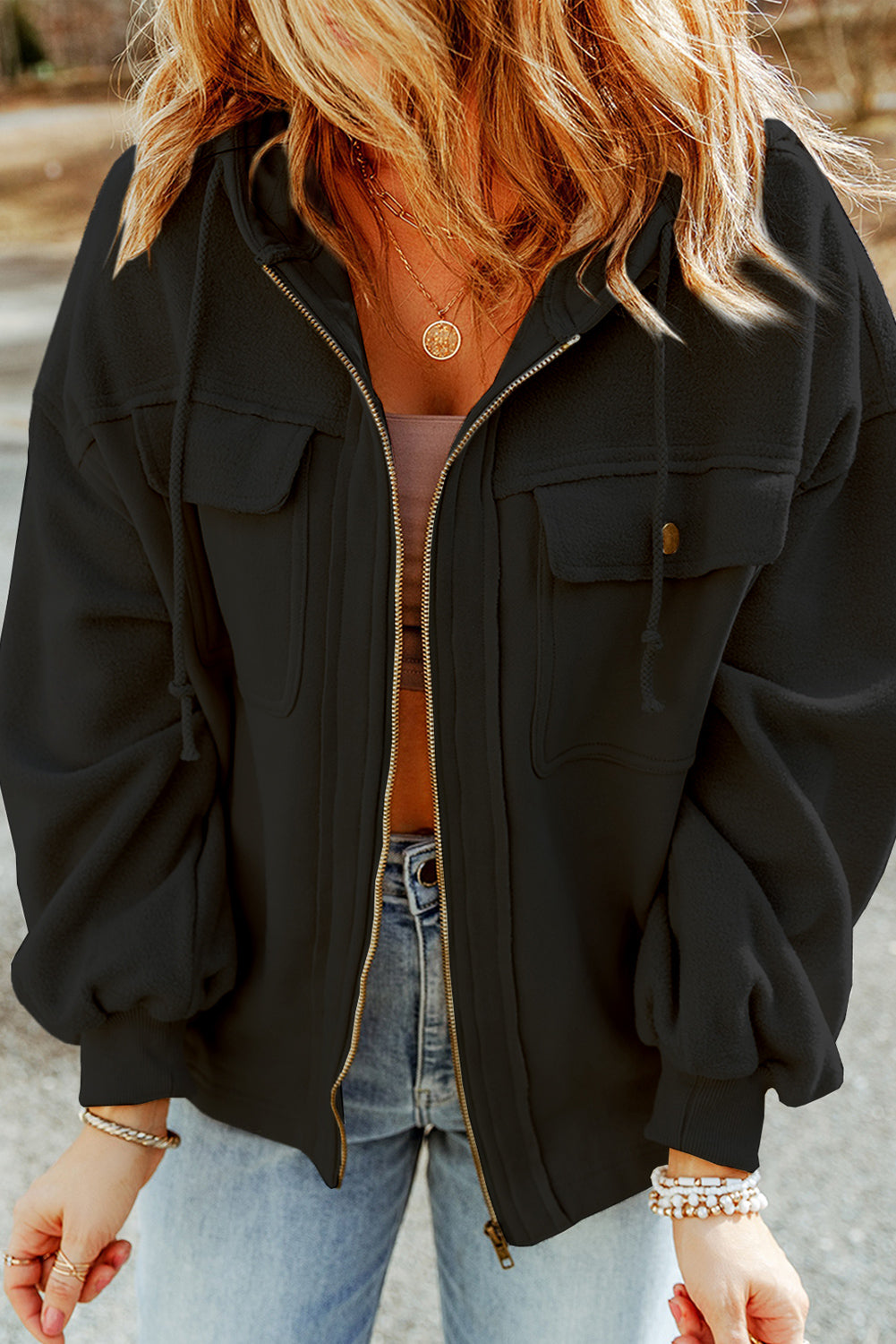 Flap Pocket Zip Up Jacket