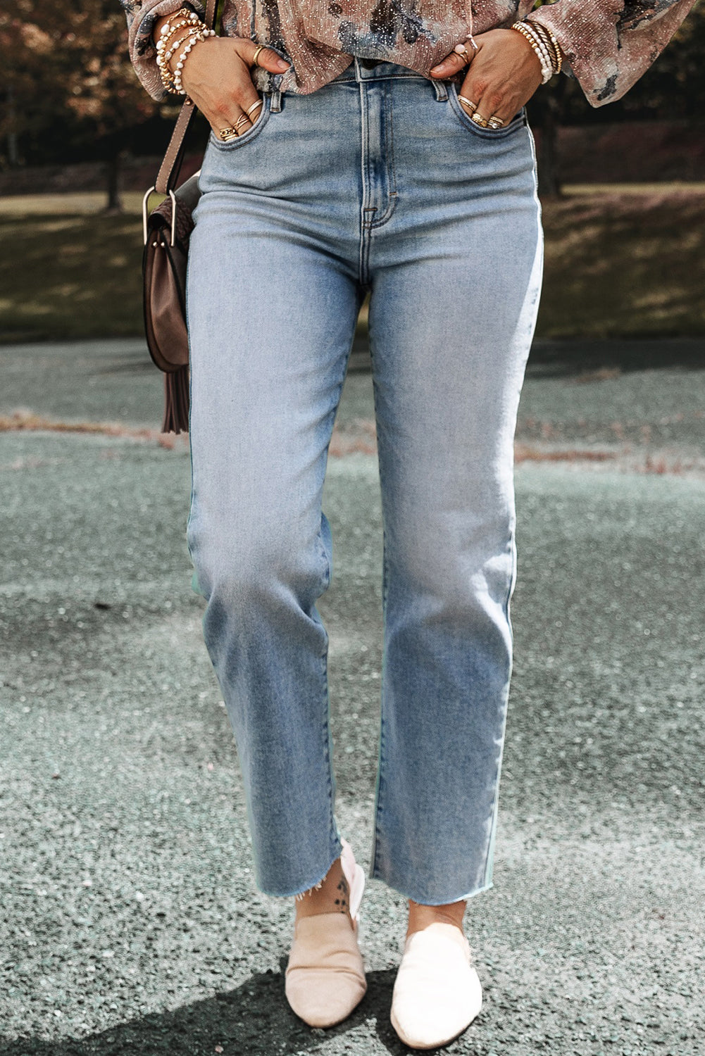 Raw Edge Straight Jeans