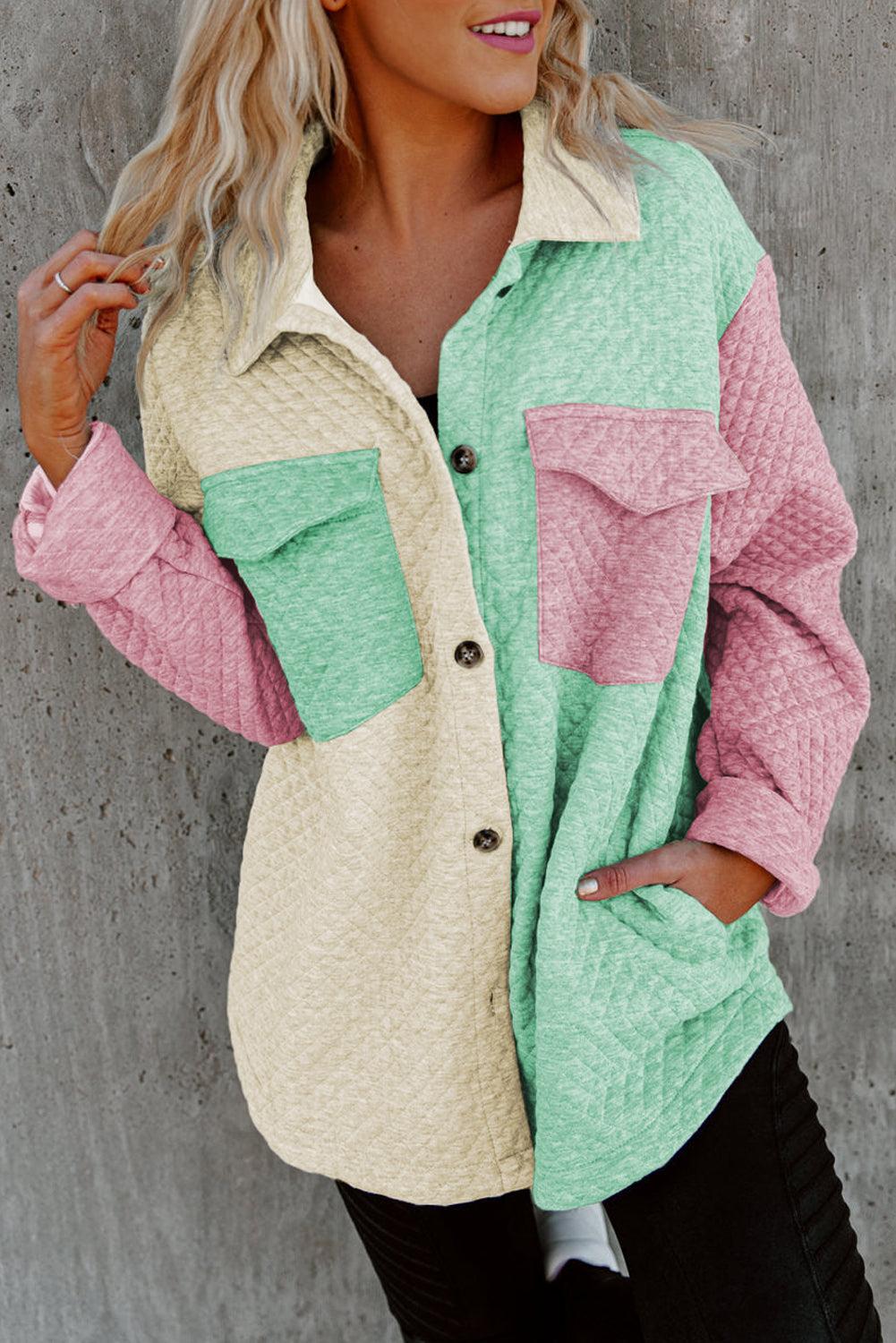 Color Block Quilted Shacket