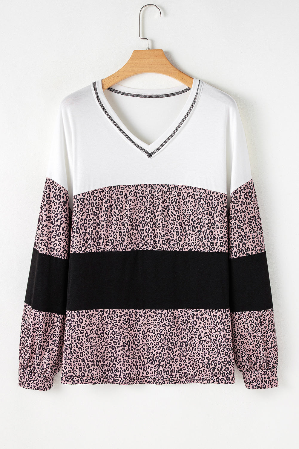 Leopard Print V Neck Long Sleeve