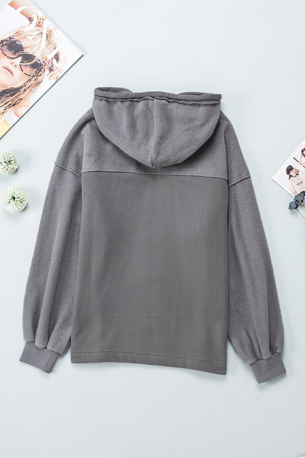 Gray Flap Pocket Hood Zip Up Jacket