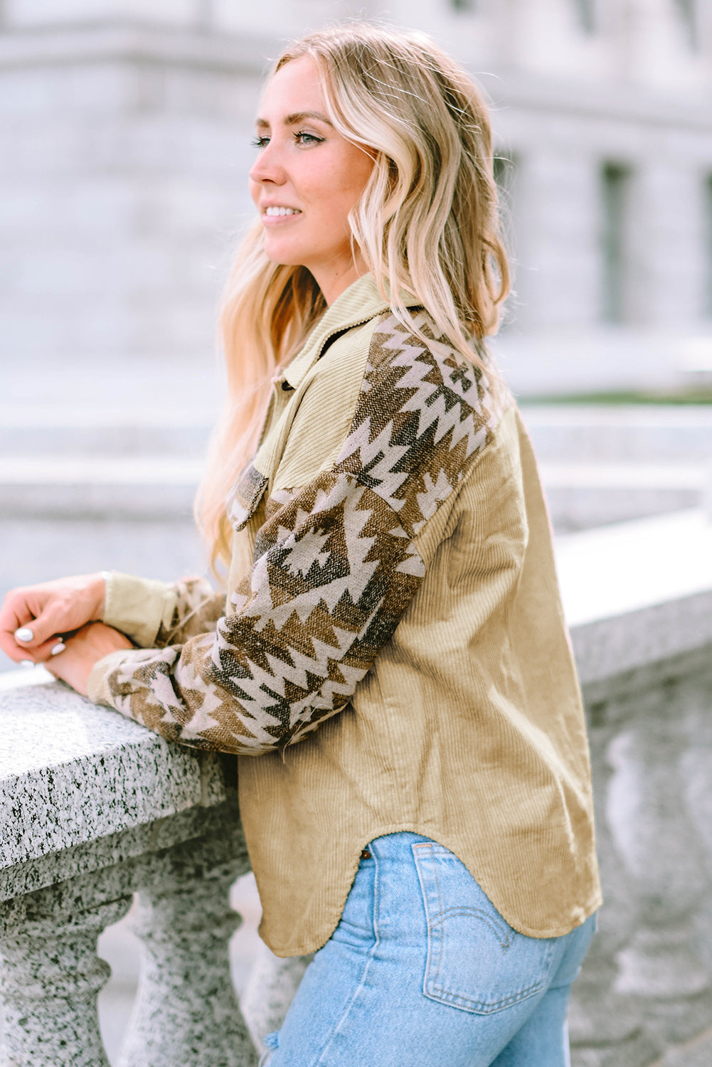 Khaki Aztec Edge Corduroy Jacket