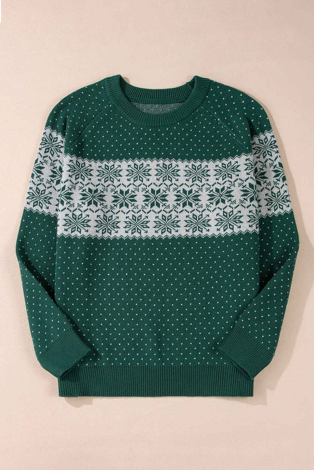 Christmas Snowflake Pattern Drop Shoulder Sweater