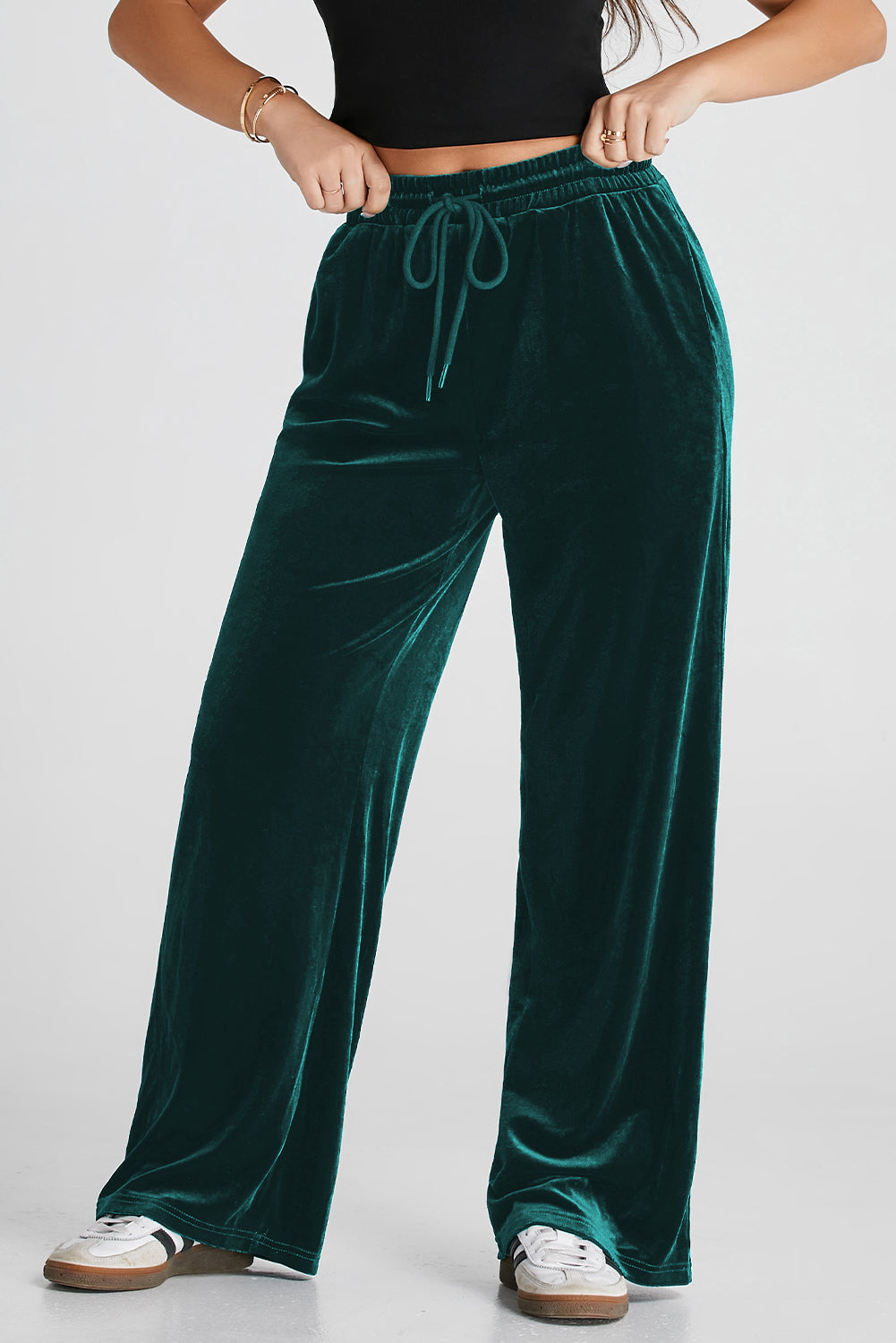 Drawstring Waist Wide Leg Pants