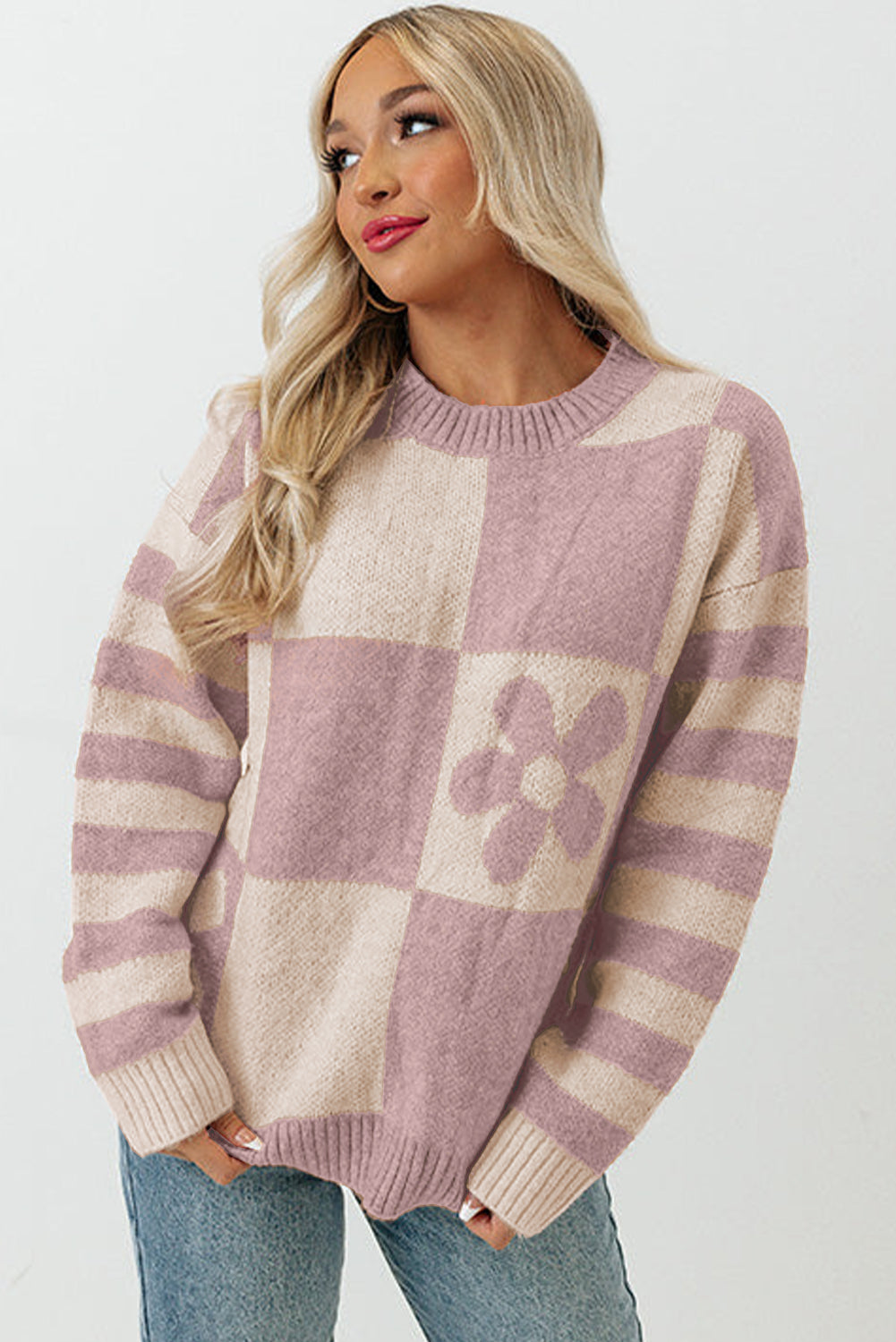 Orchid Striped Sleeve Sweater