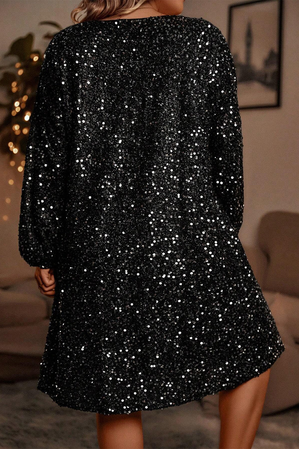 V Neck Sequin Dress