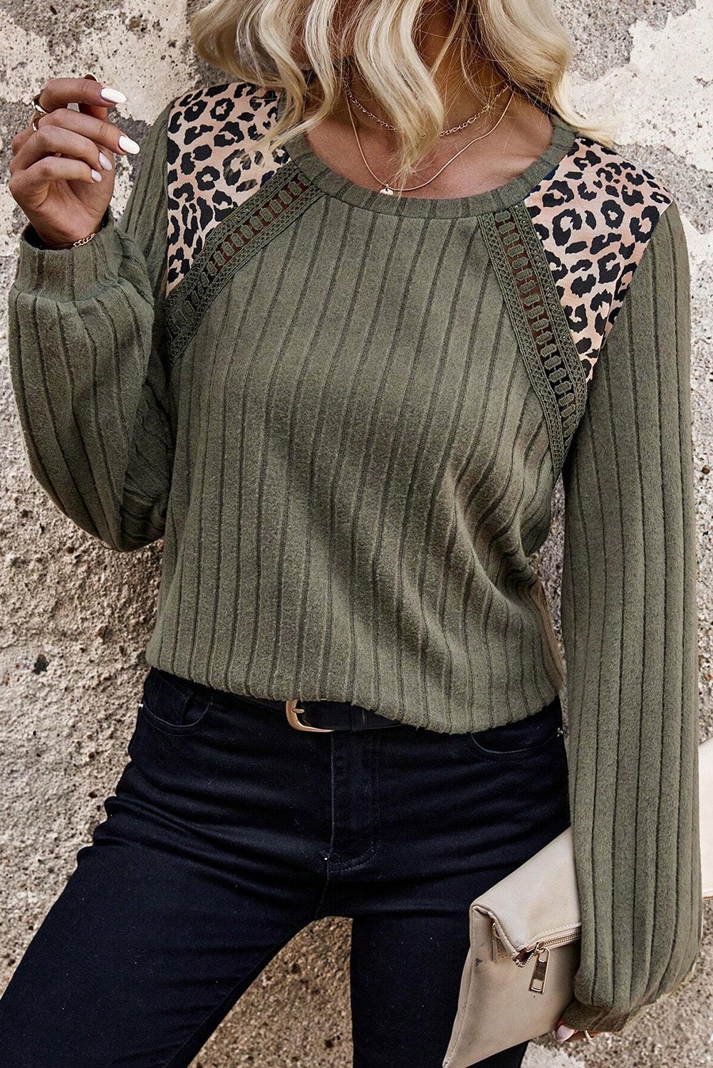 Leopard Print Rib Top