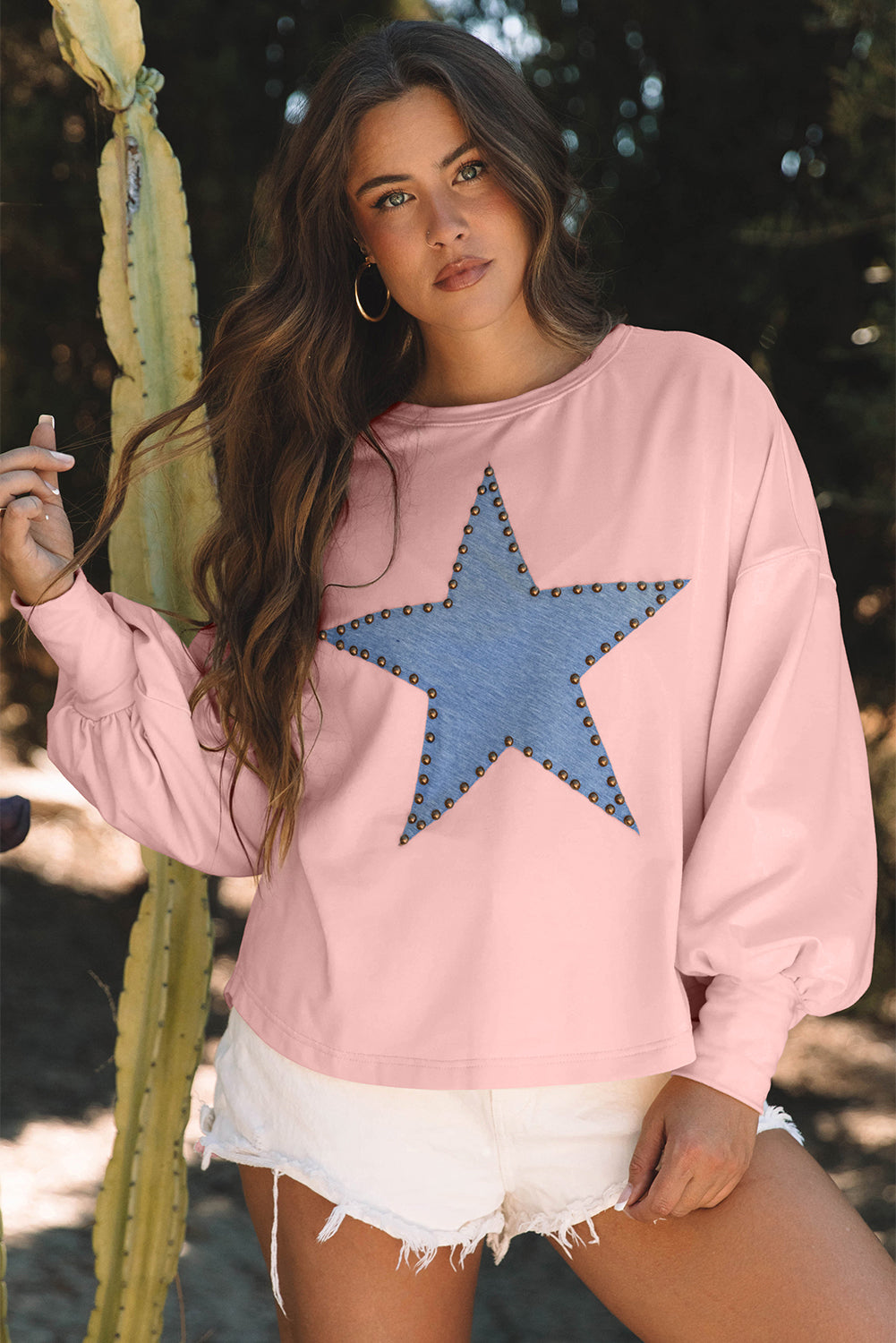 Studded Star Graphic Oversized Top