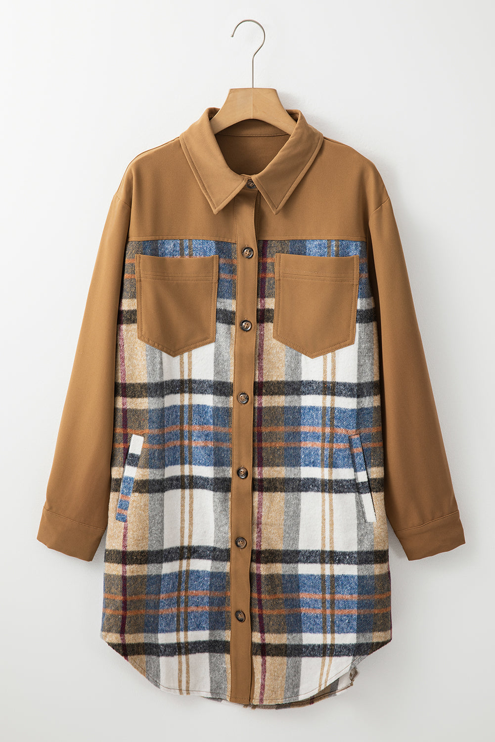 Khaki Plaid Long Sleeve Jacket