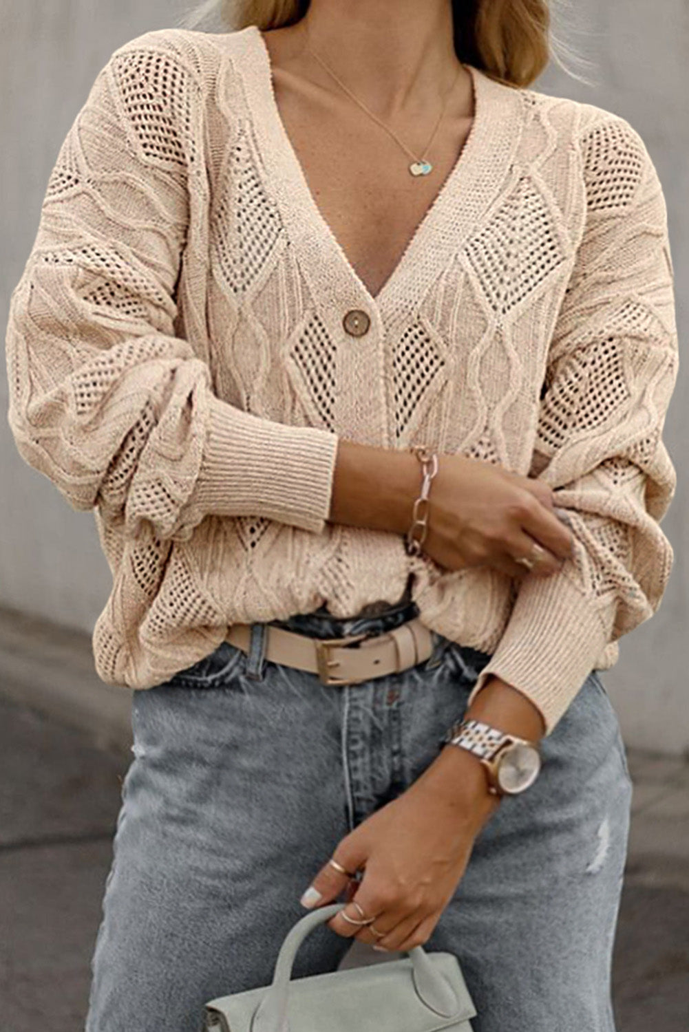 Knitted Hollow out Cardigan