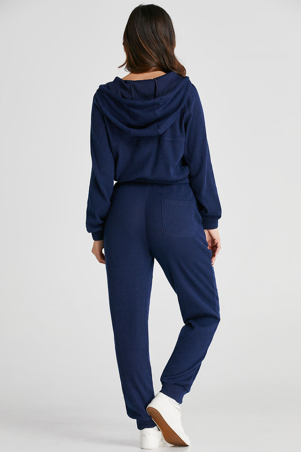 Ribbed Cropped Hoodie Joggers Set