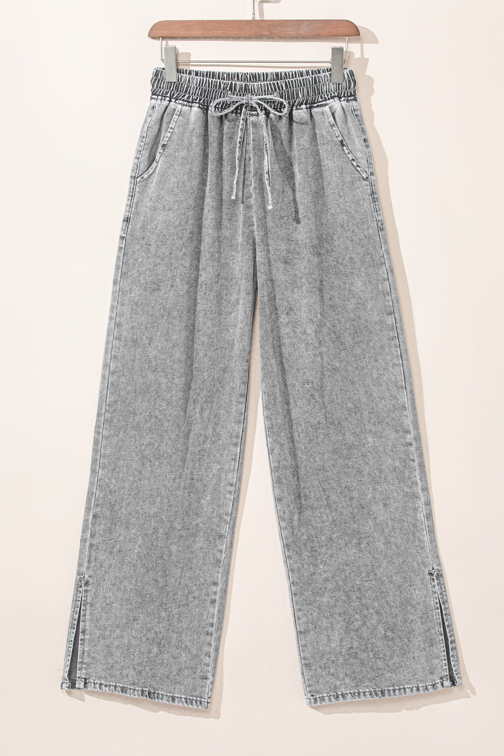 Elastic Waist Wide Leg Jeans