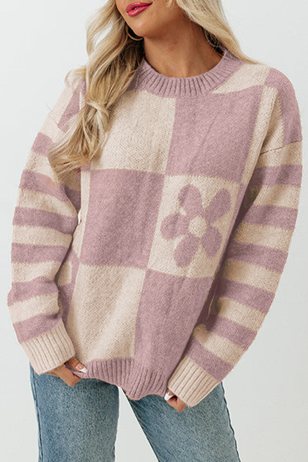 Orchid Striped Sleeve Sweater