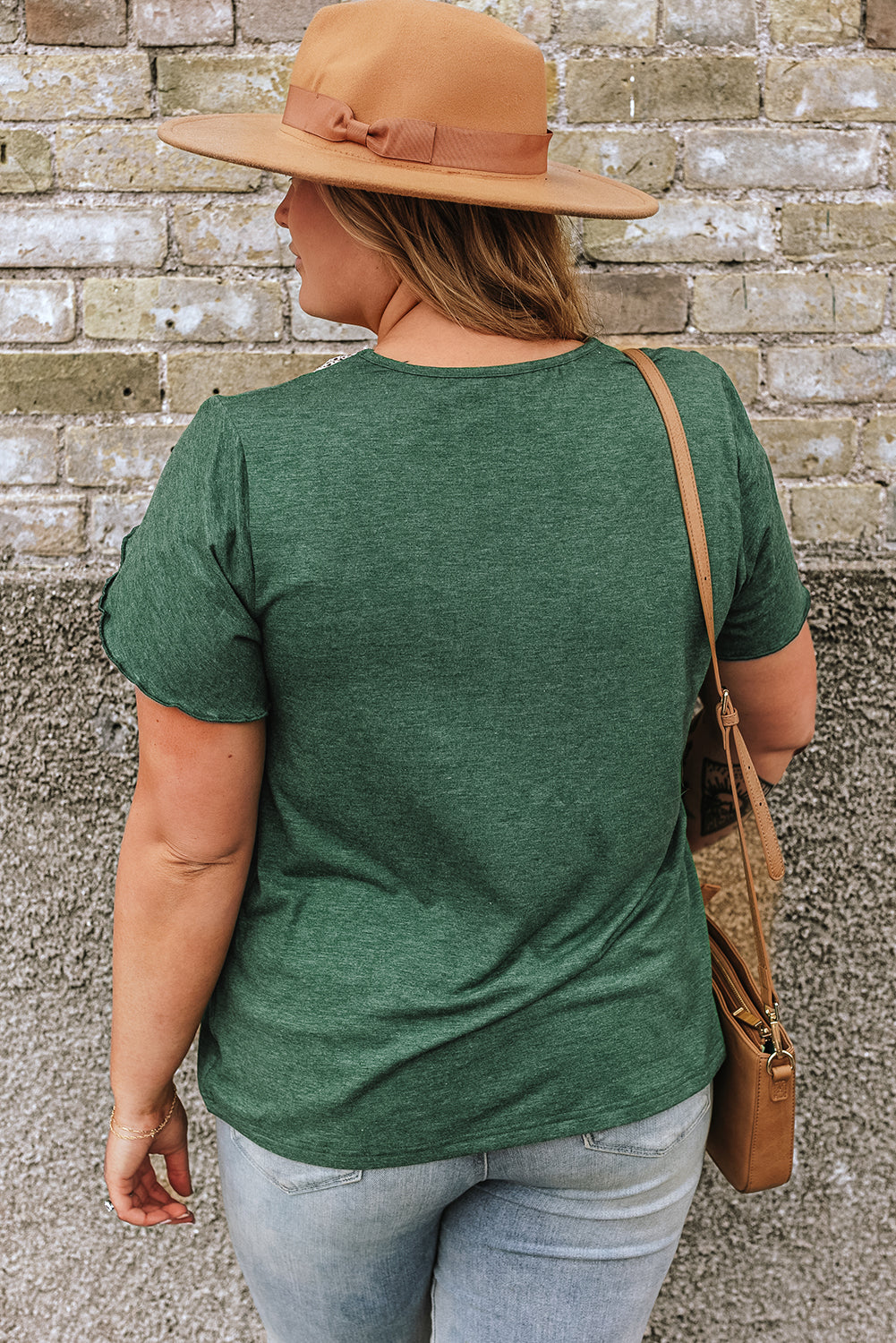 Green V Neck  Blouse