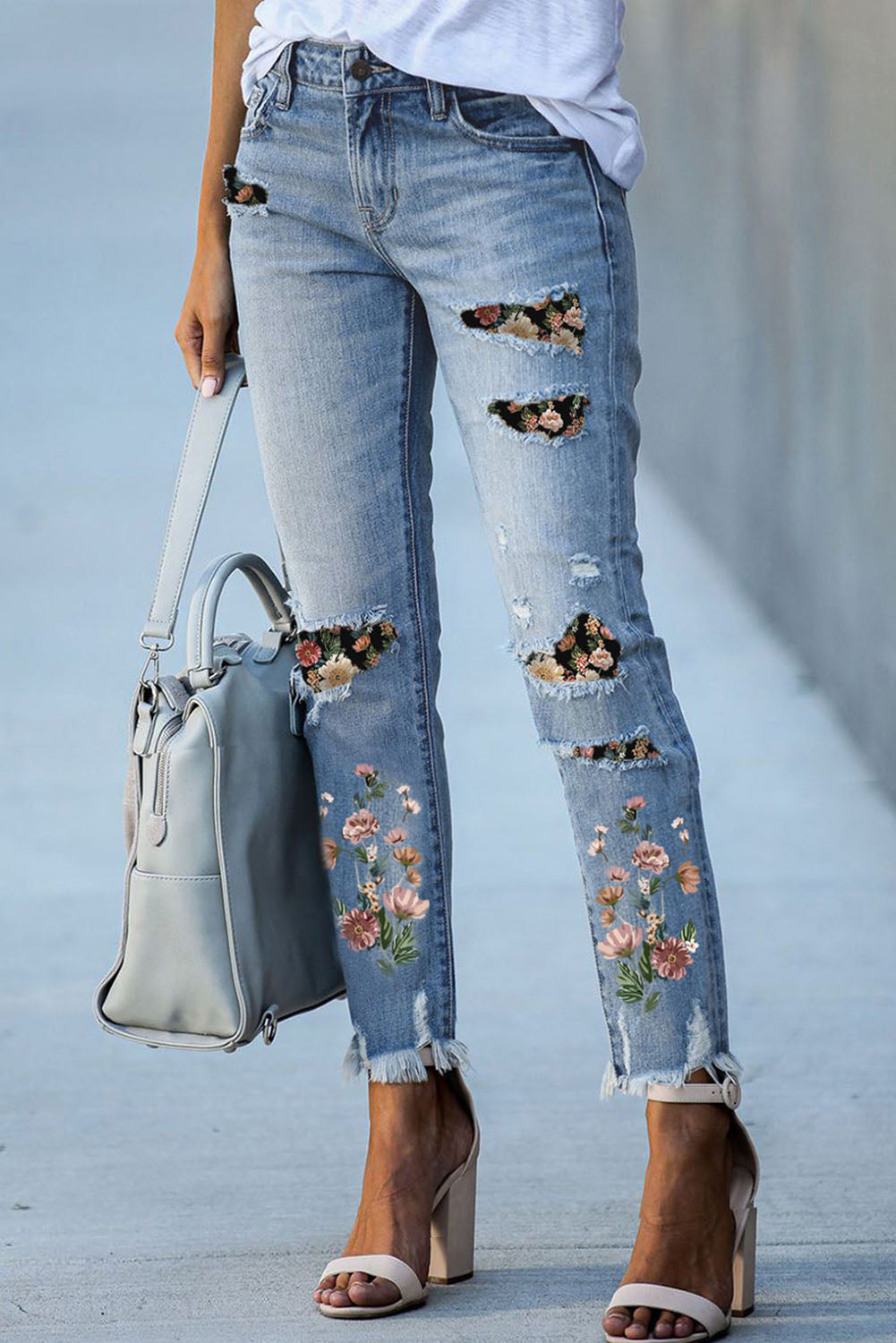 Patch Ripped Skinny Jeans