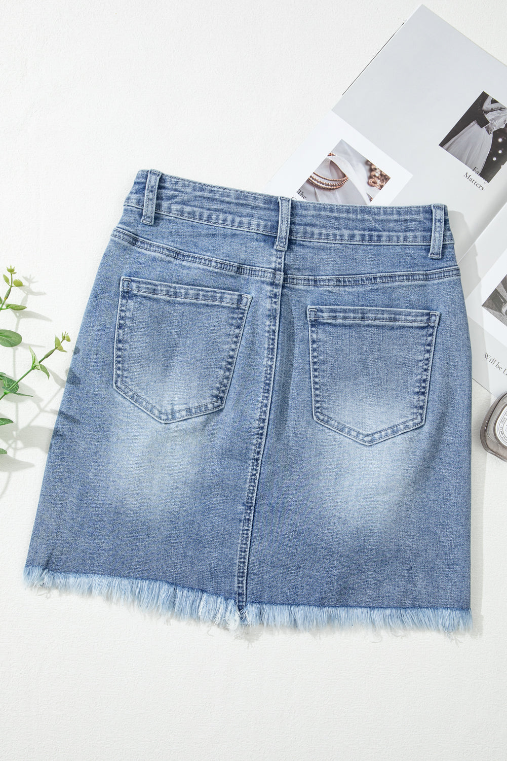 Heart Pattern Denim Mini Skirt