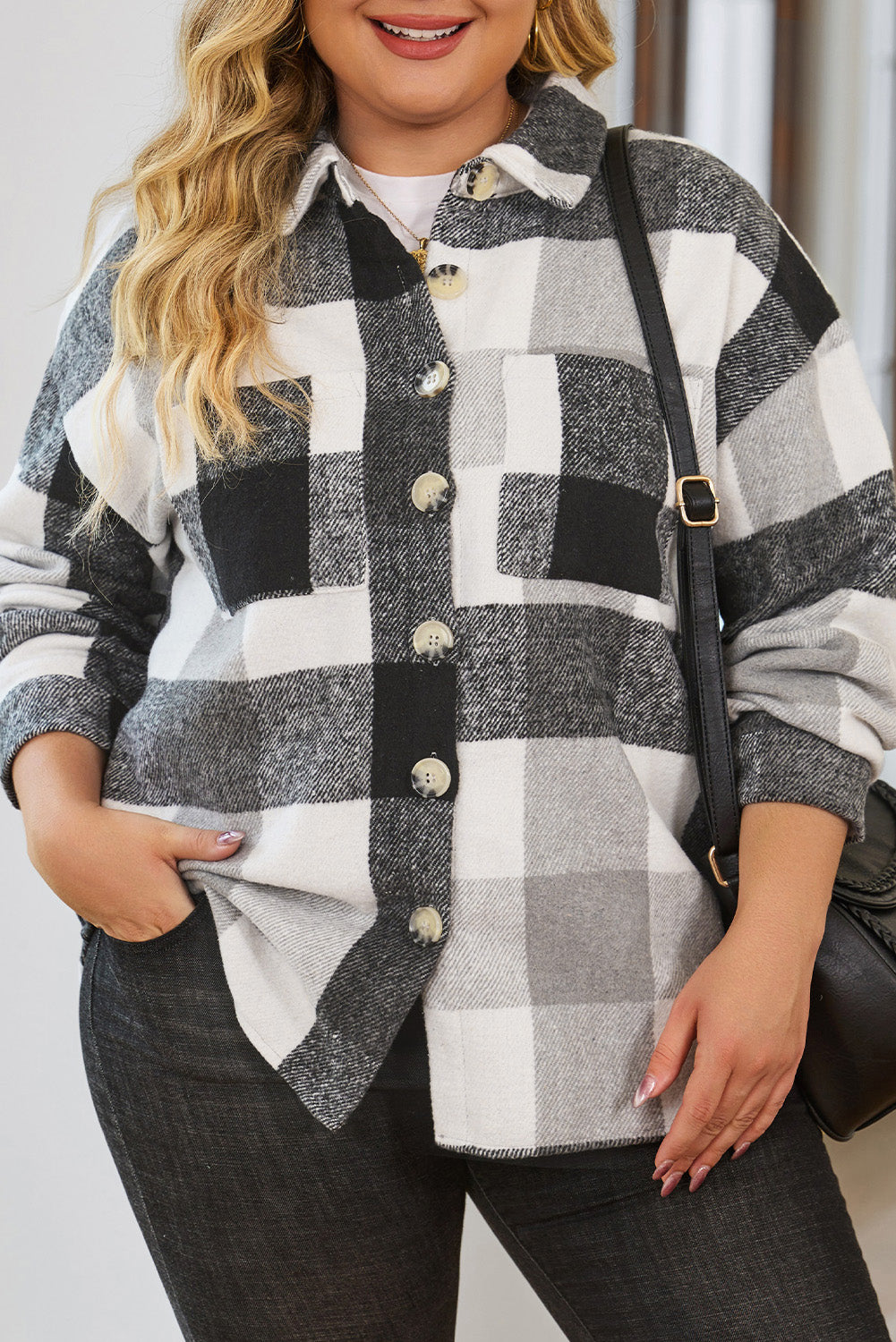 Checkered Button-Up Shacket