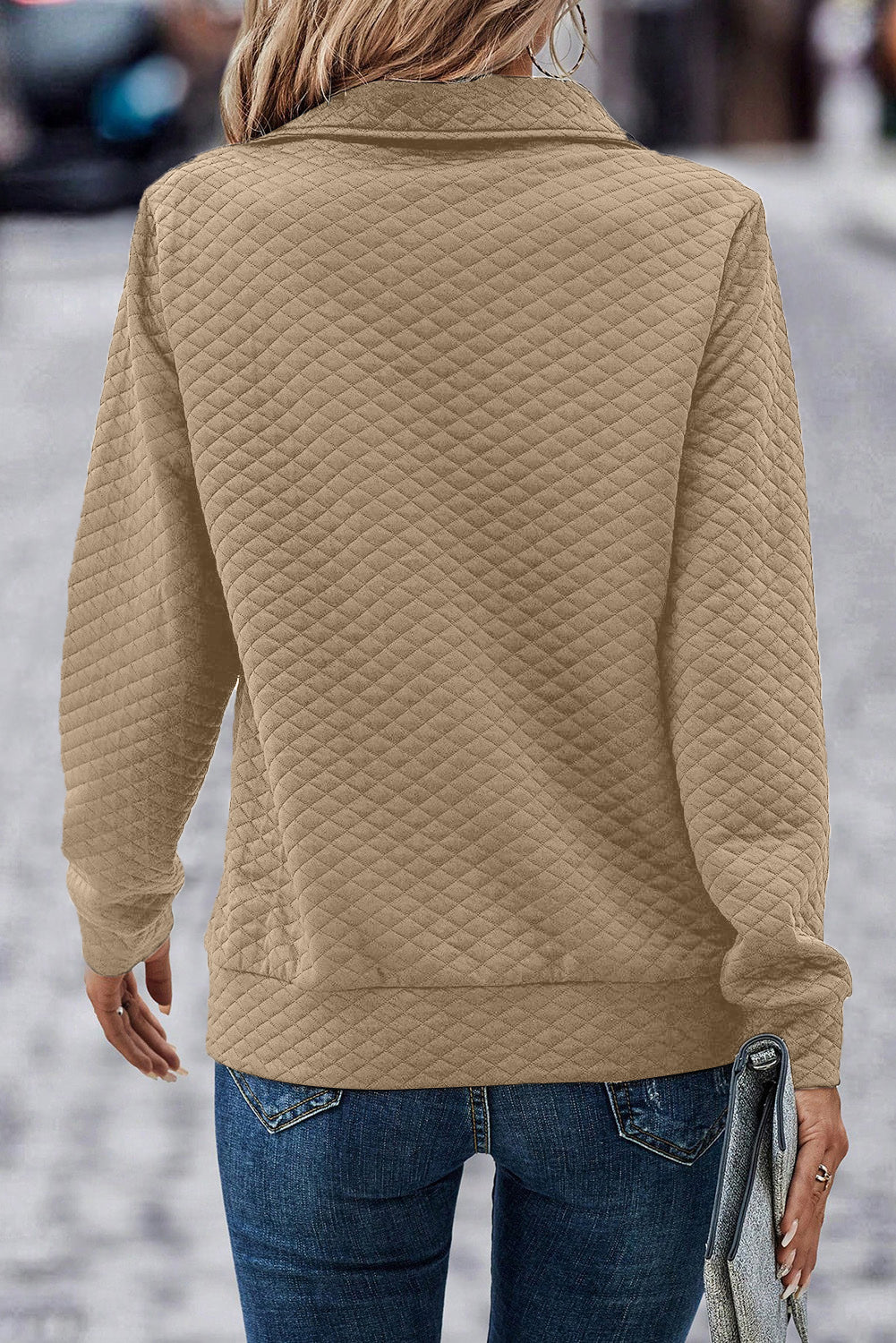 Quilted Pullover Sweatshirt