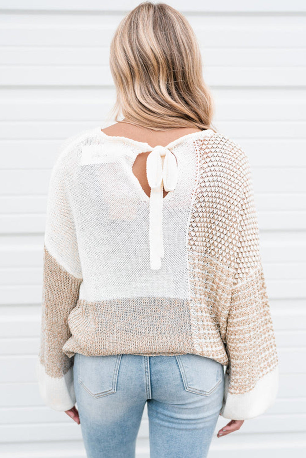 Knit Tie Drop Shoulder Sweater