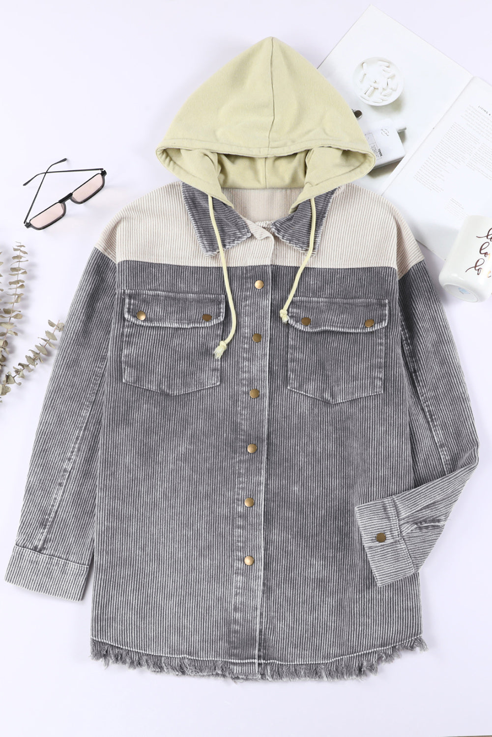 Button Down Hooded Jacket