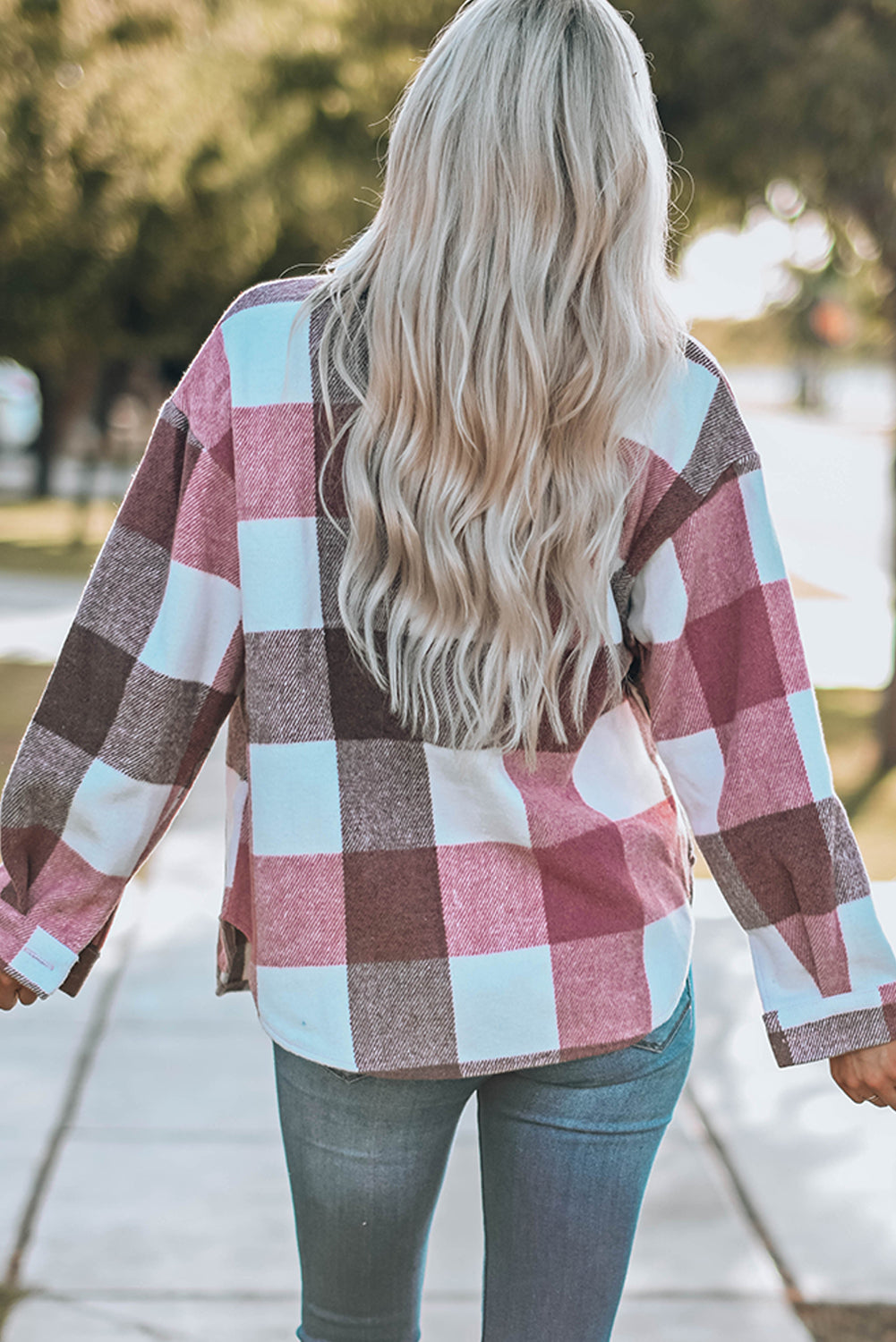 Plaid Color Buttoned Long Sleeve Jacket