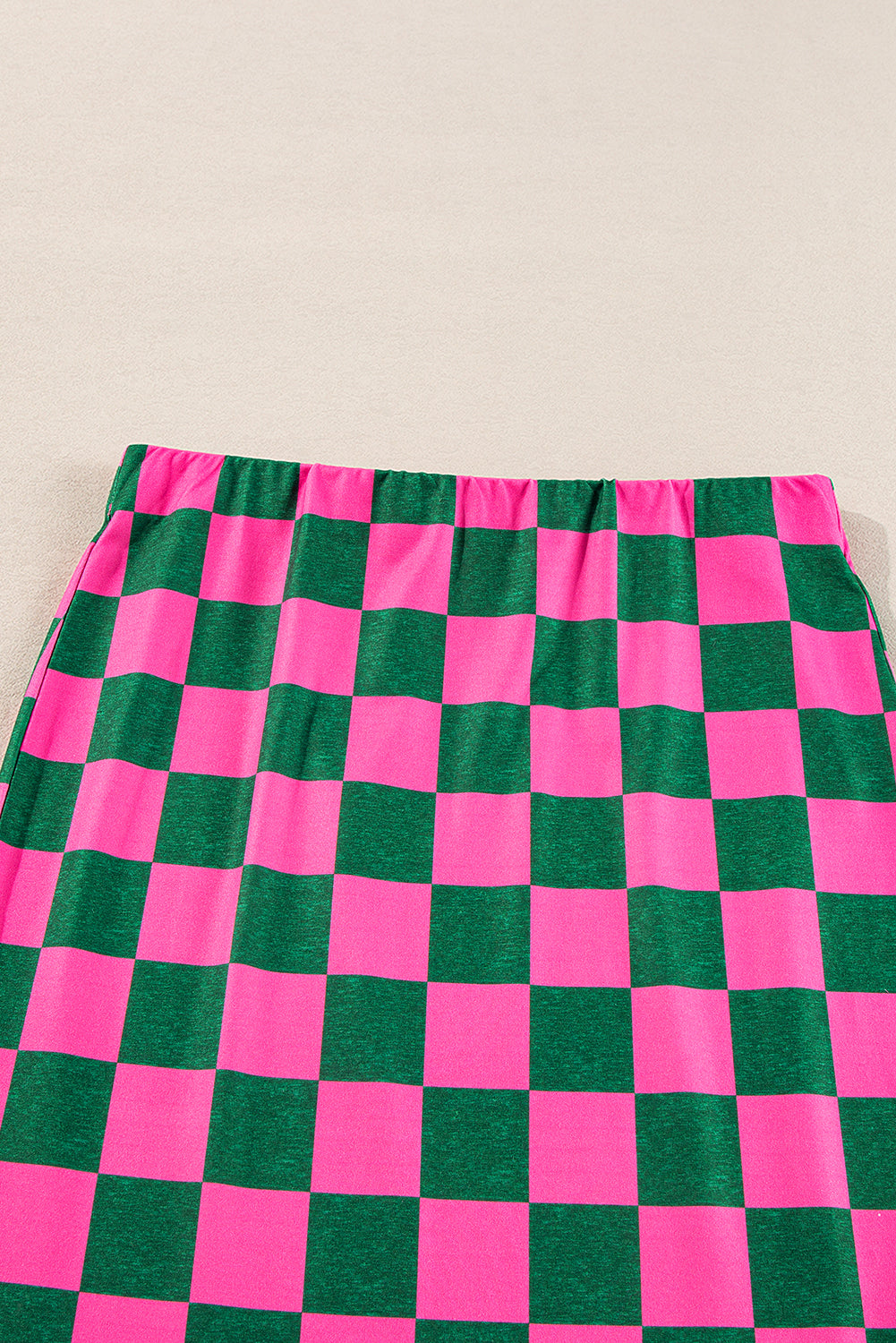 Rose Checkered Side Slit High Waist Skirt