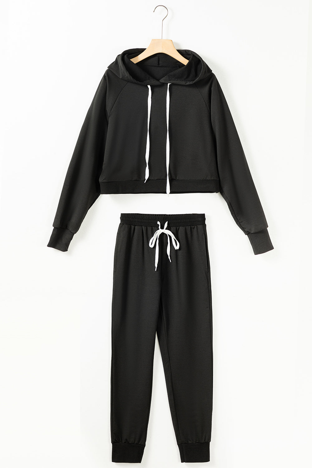 Drawstring Hoodie and High Waist Lounge Set