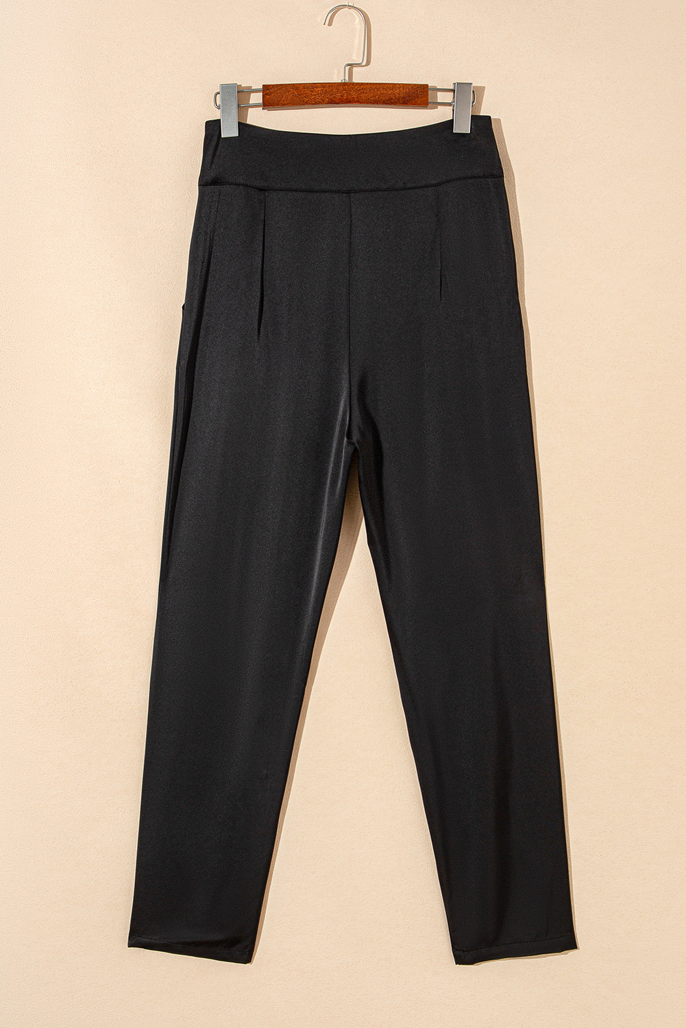 Button High Waist Tapered Pants