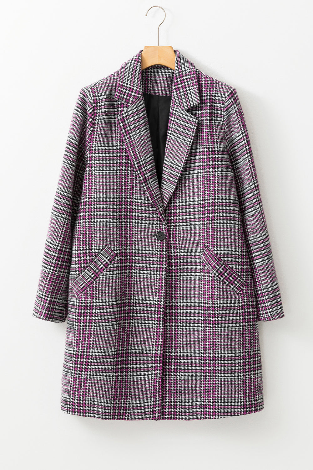 Plaid One Button Midi Coat