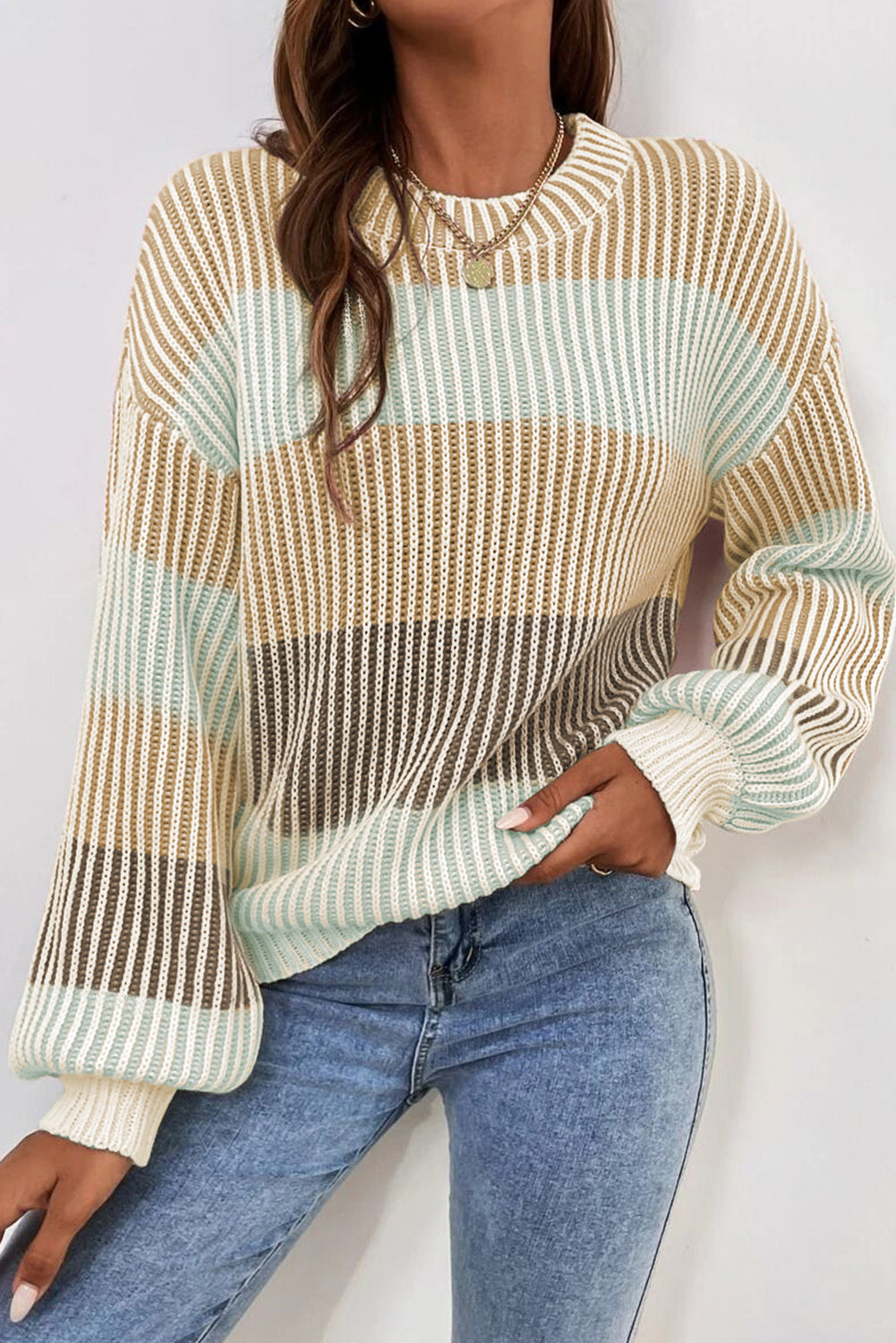 Textured Knit Bubble Sleeve Sweater