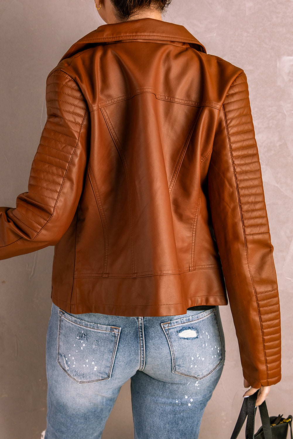 Ribbed Faux Leather Jacket