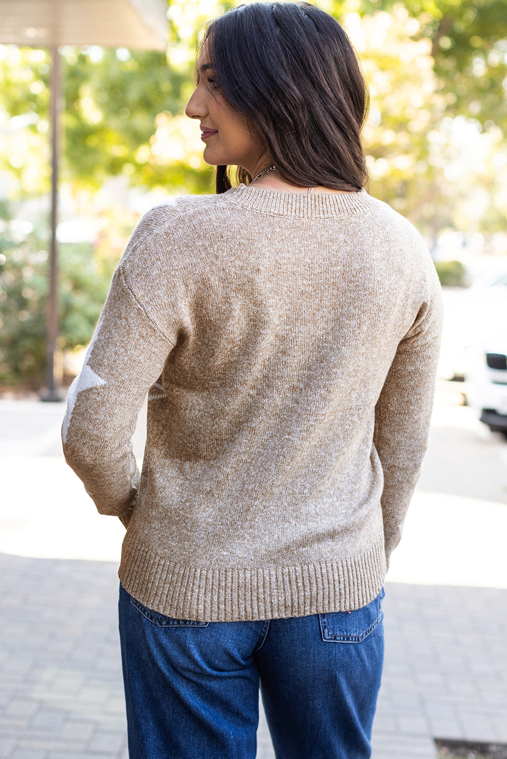 Star Pattern Drop Shoulder Sweater