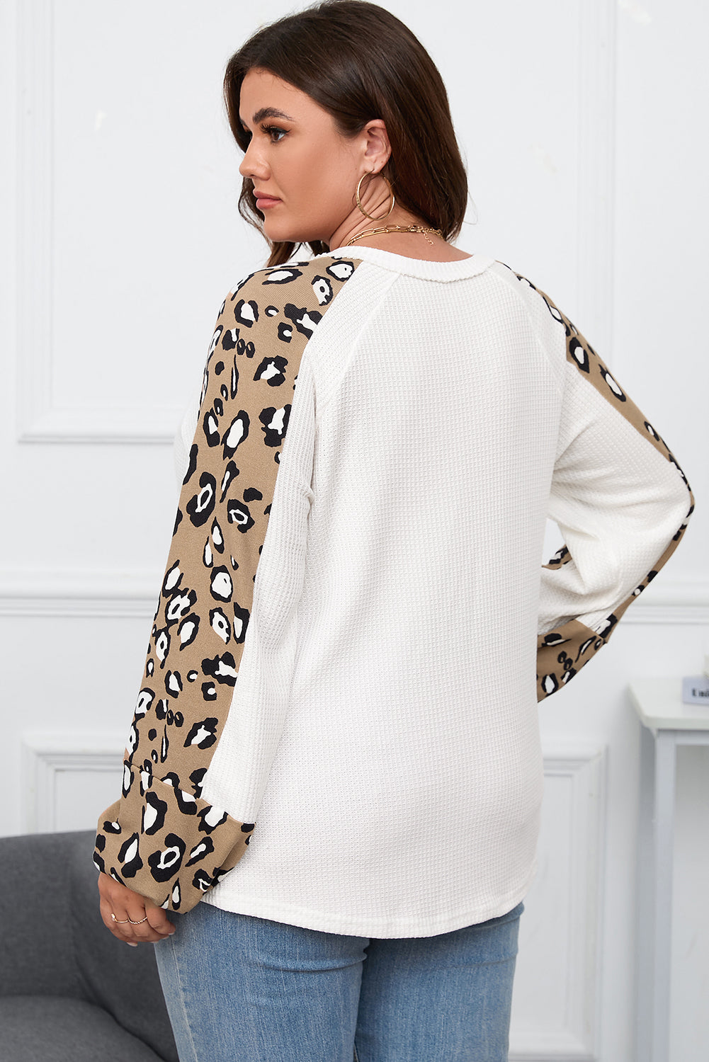 Waffle Knit Leopard Long Sleeve