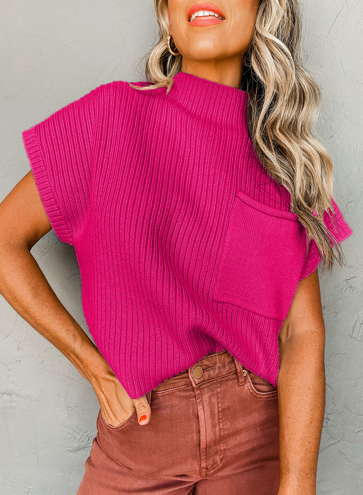 Ribbed Knit Short Sweater