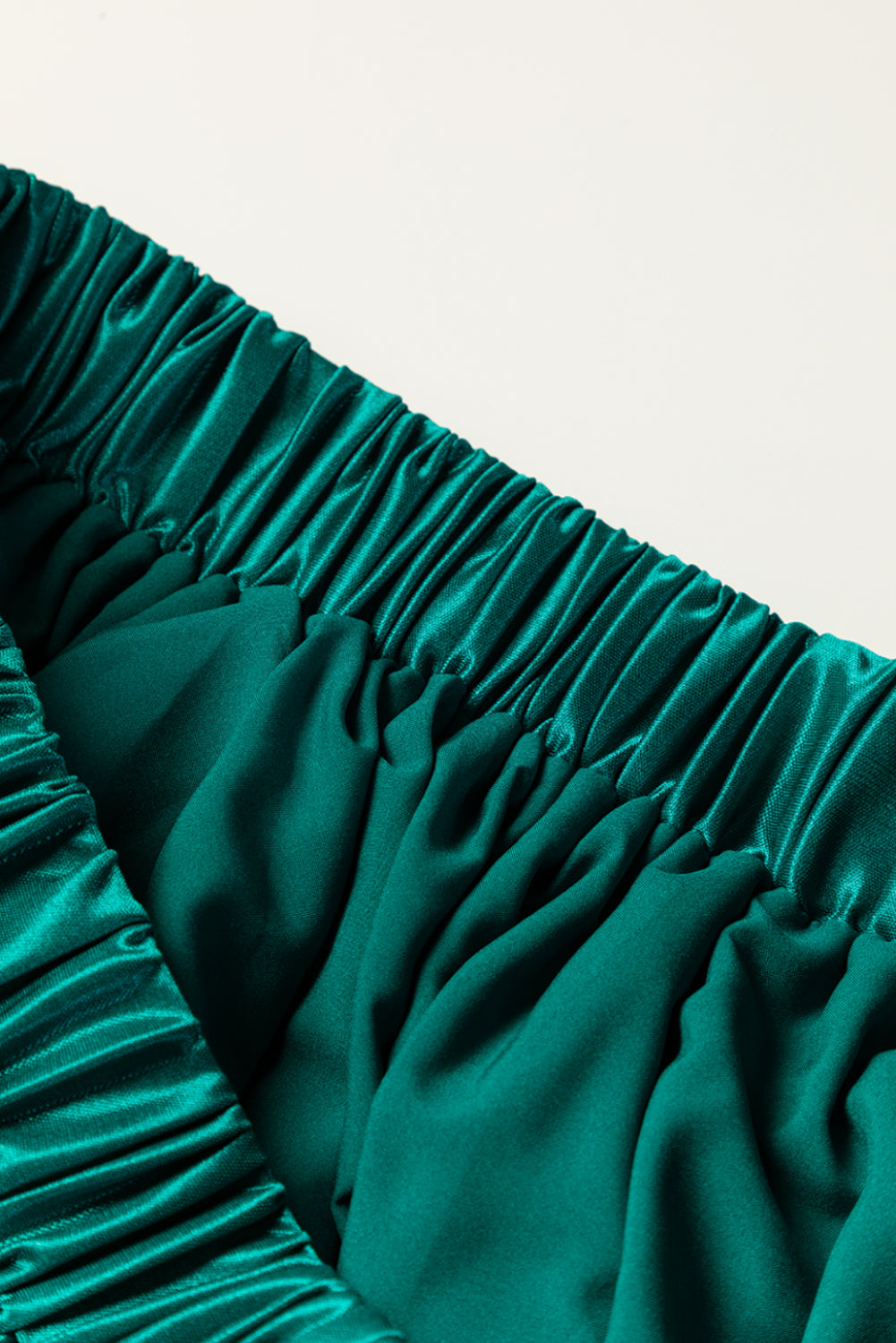 Blackish Green Satin Elastic Waist Skirt