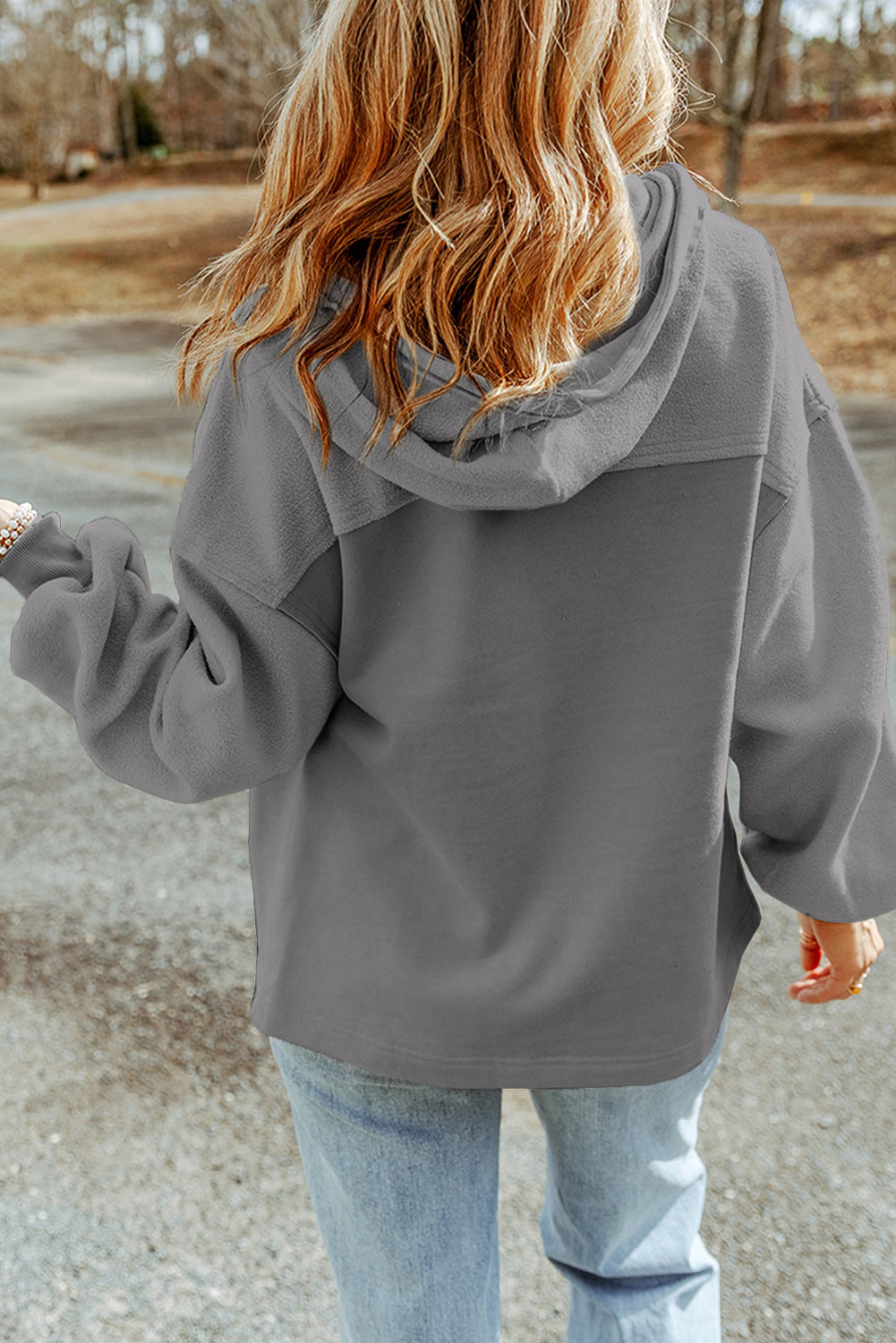 Gray Flap Pocket Hood Zip Up Jacket