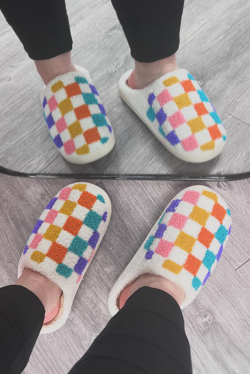 Checkered Plush Slippers