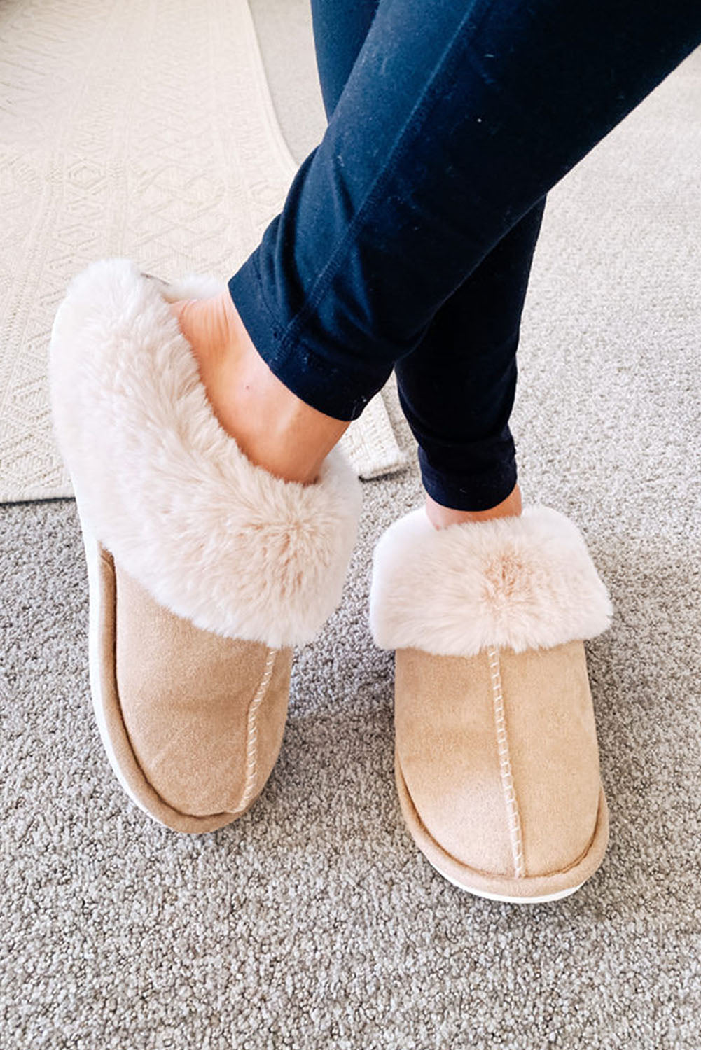 Faux Suede Plush Slippers