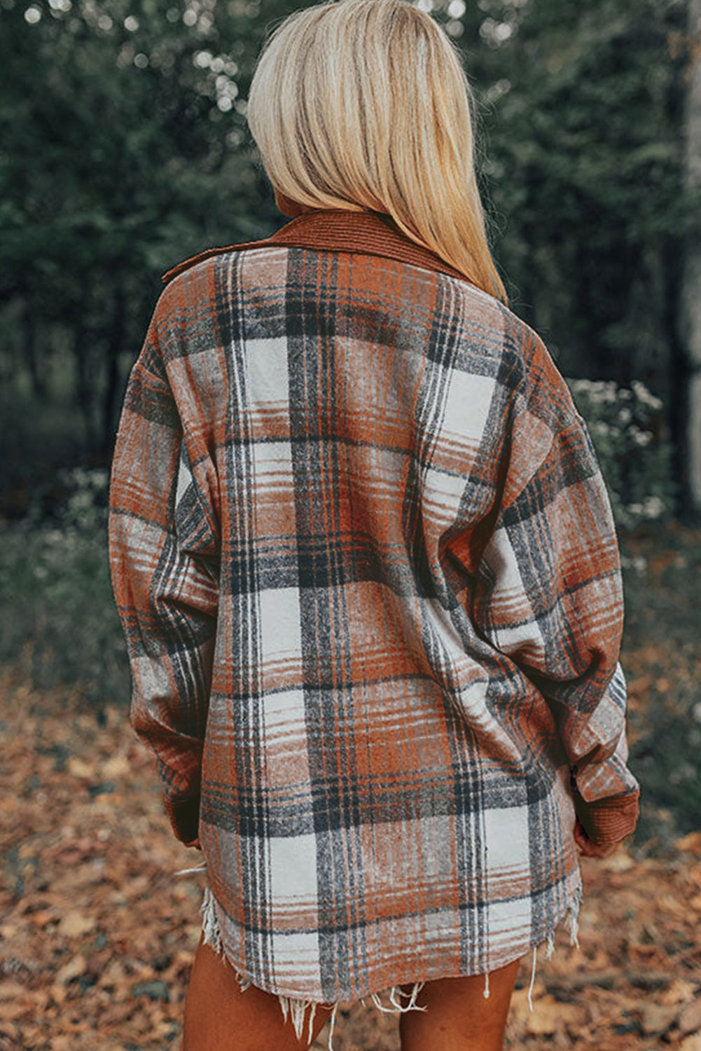 Plaid Corduroy Chest Pocket Jacket