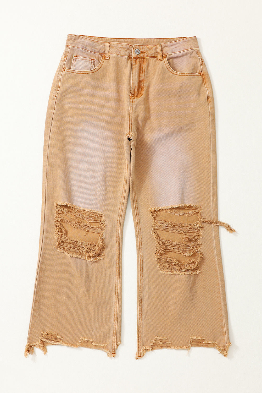 Hollow-out High Waist Cropped Flare Jeans