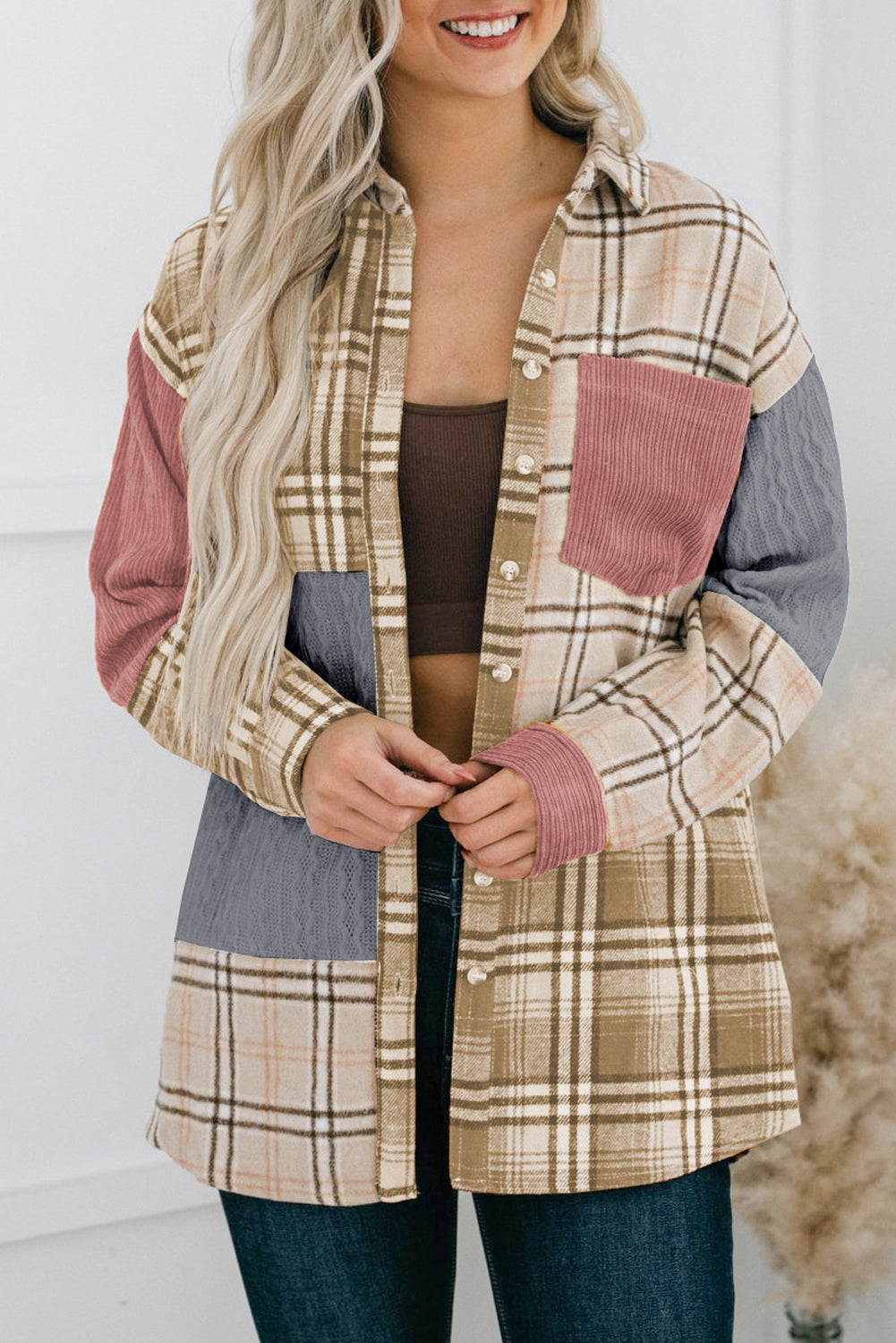 Plaid Color Block Jacket