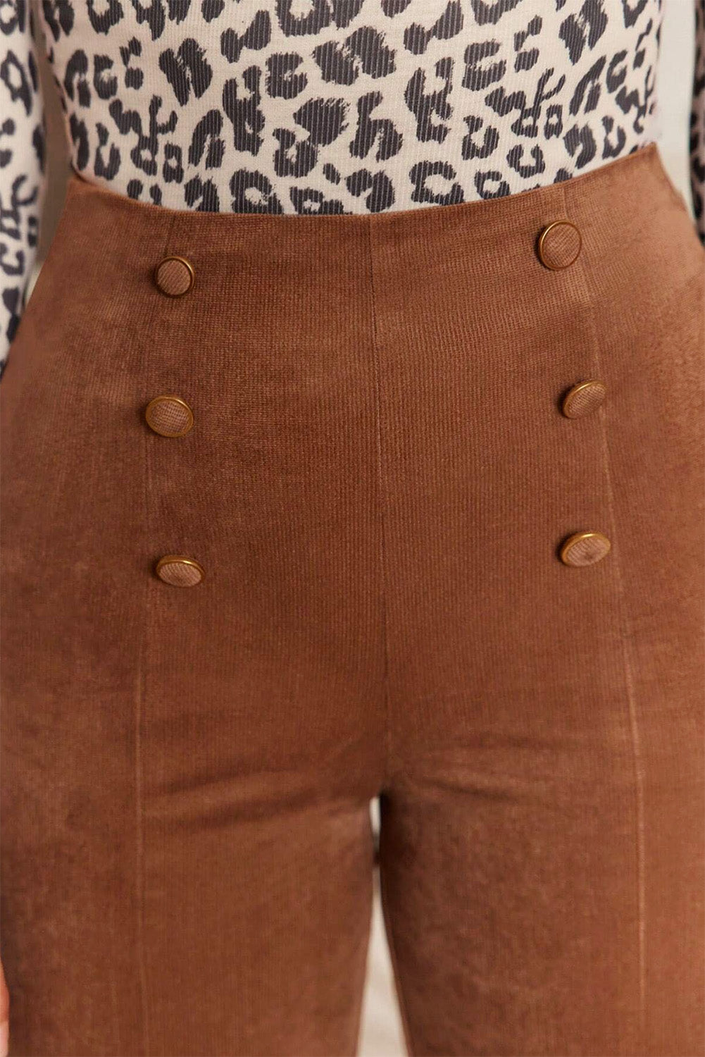 Chestnut Double Breasted Straight Leg Pants