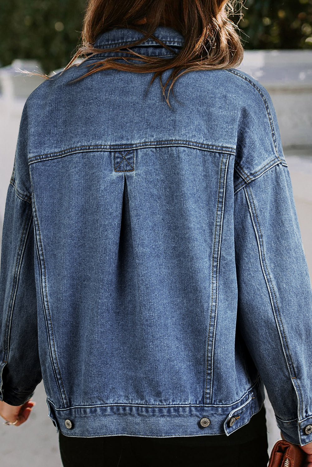 Washed Oversize Pocketed Denim Jacket