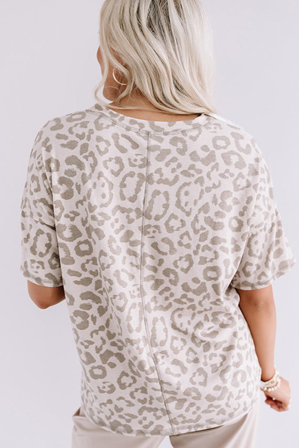 Leopard Print V Neck T Shirt