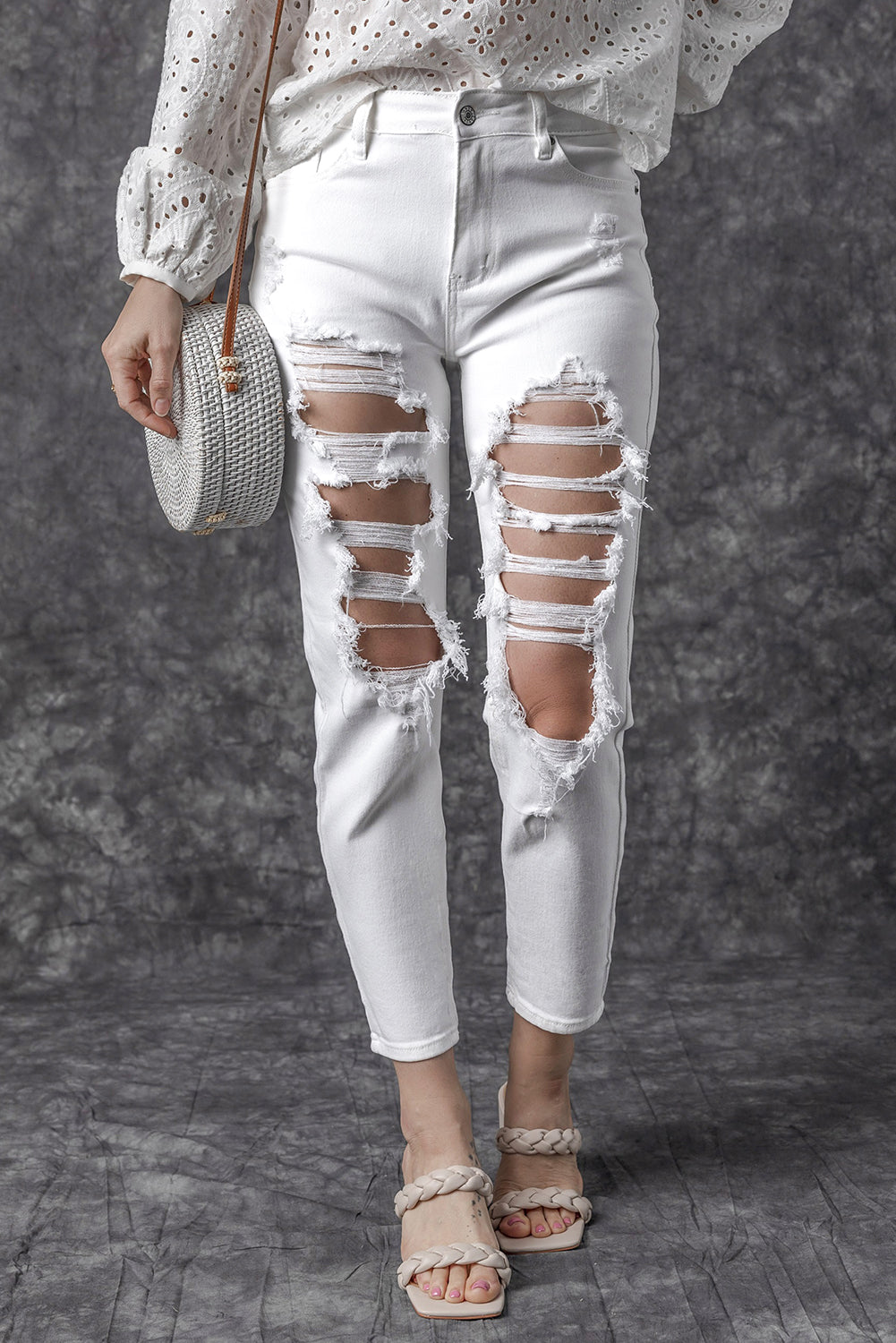 Ripped Holes High Waist Skinny Jeans