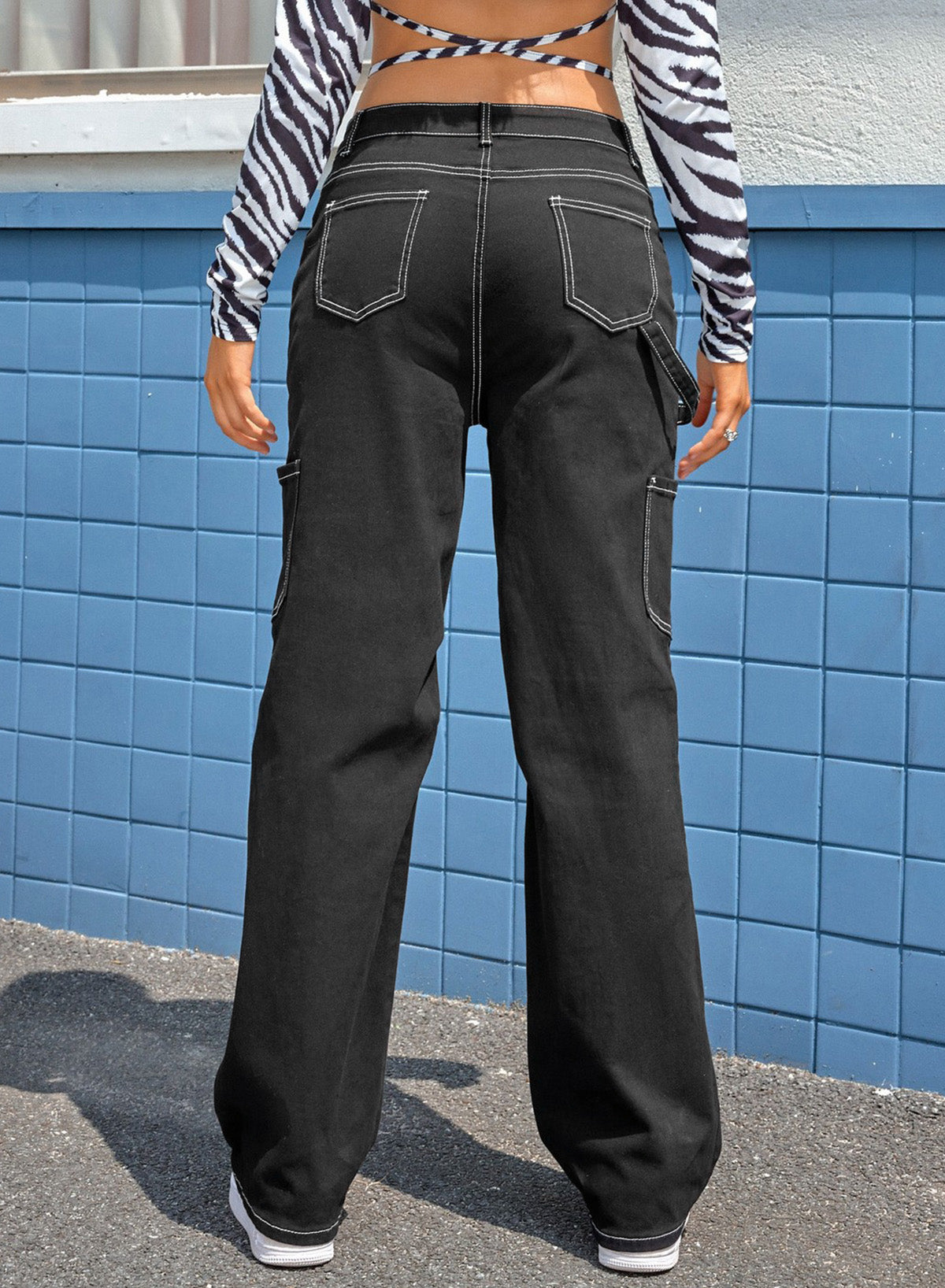 High Waist Straight Leg Cargo Pants