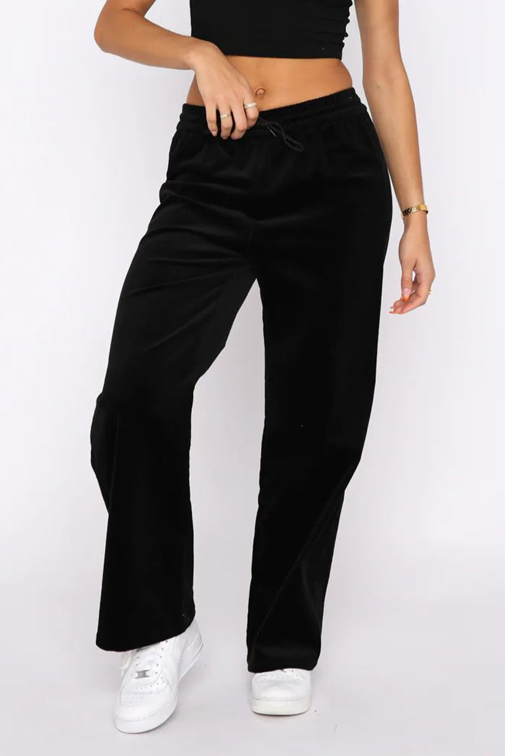 Drawstring Waist Wide Leg Pants