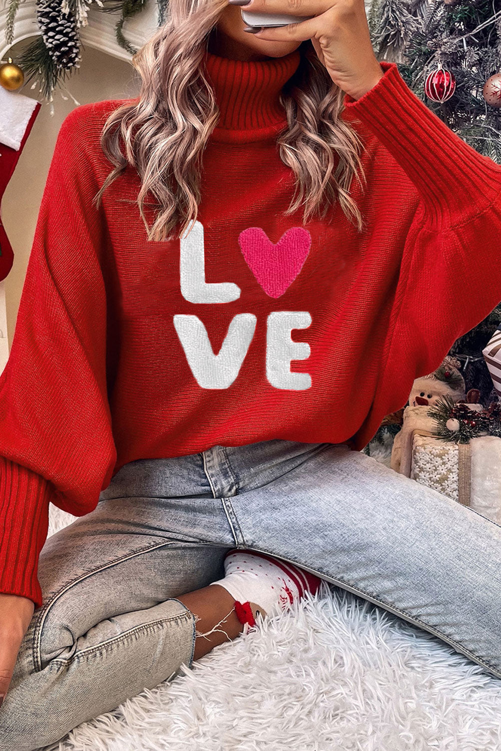 LOVE Letter High Neck Sweater