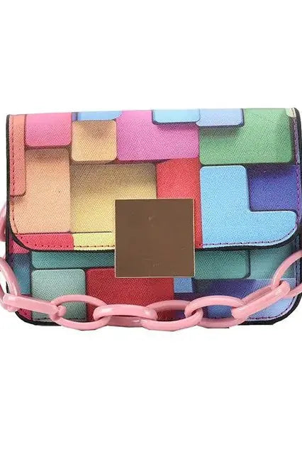 Printed Paneled Shoulder Bag