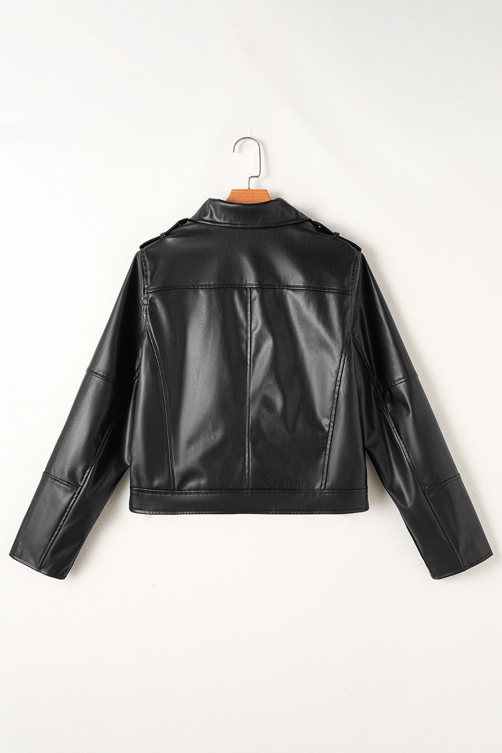 Leather Collar Zipper Jacket